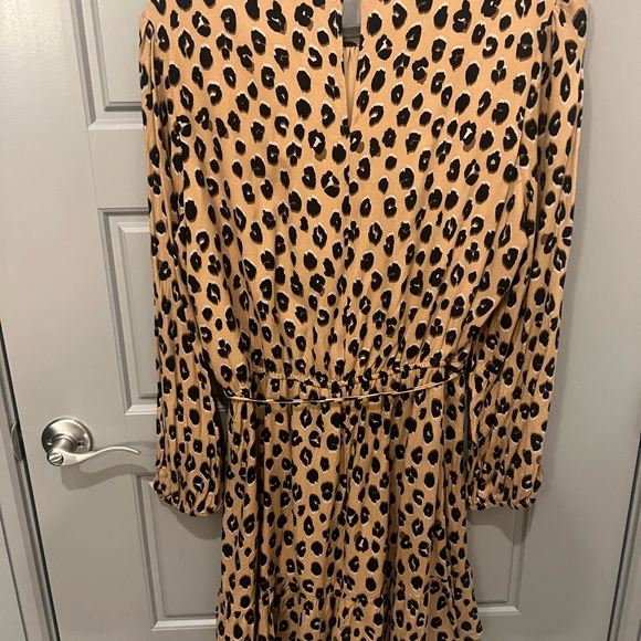 a new day Leopard Print Dress with Puff Sleeve, Ruffle Detail and Tie Waist - Picture 3 of 7